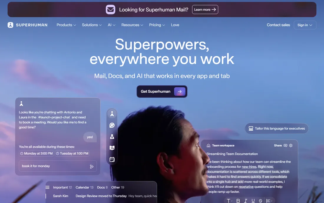 Superhuman homepage