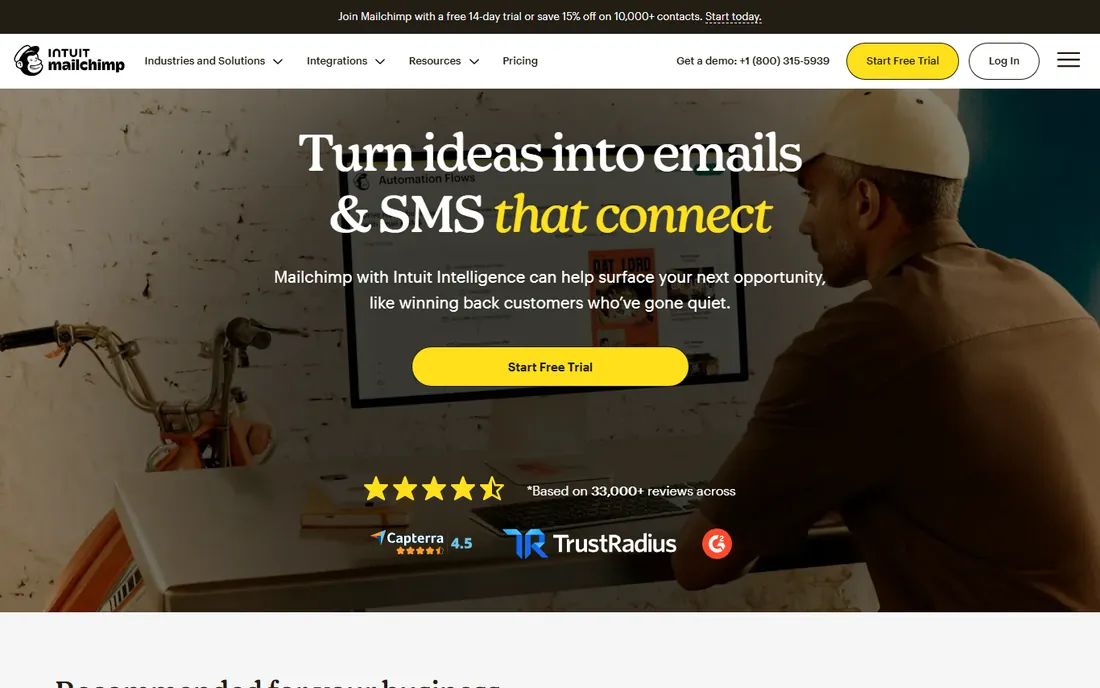 Mailchimp homepage