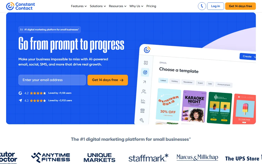 Constant Contact homepage