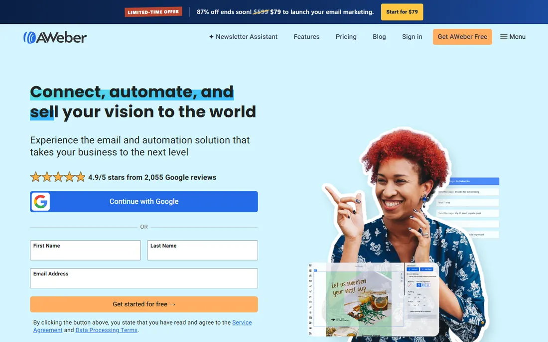 AWeber homepage