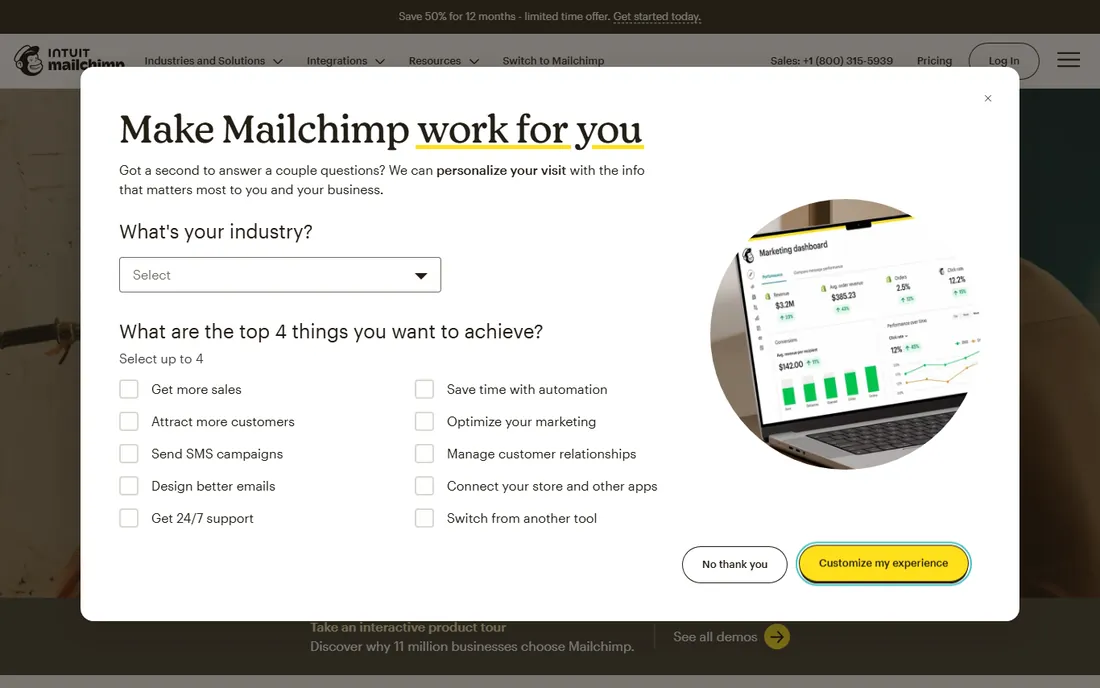 Mailchimp homepage
