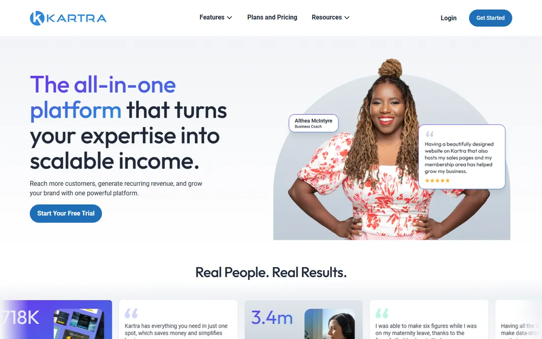 Kartra homepage