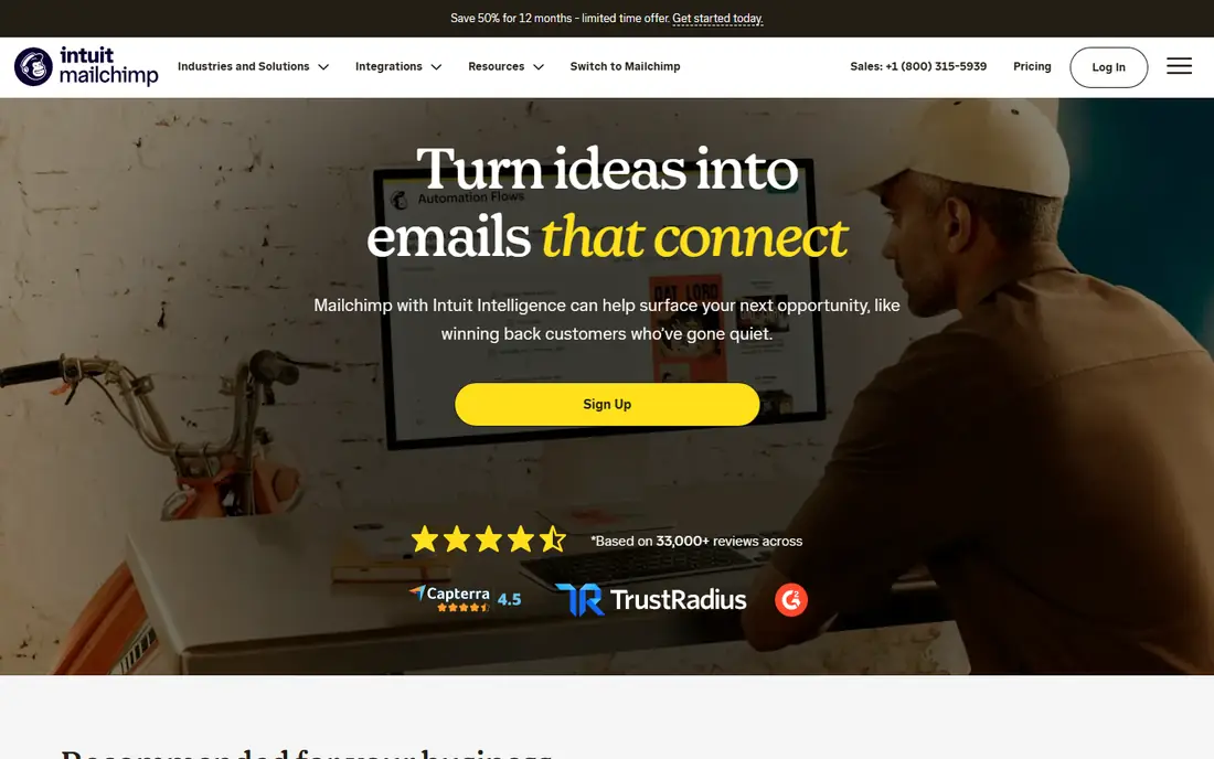 Mailchimp homepage