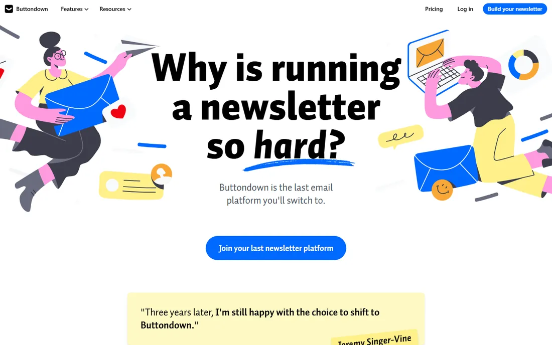Buttondown homepage