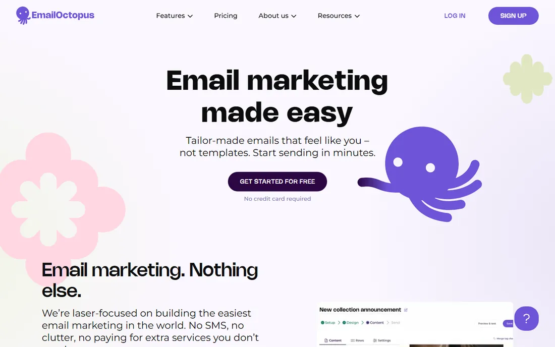 EmailOctopus homepage
