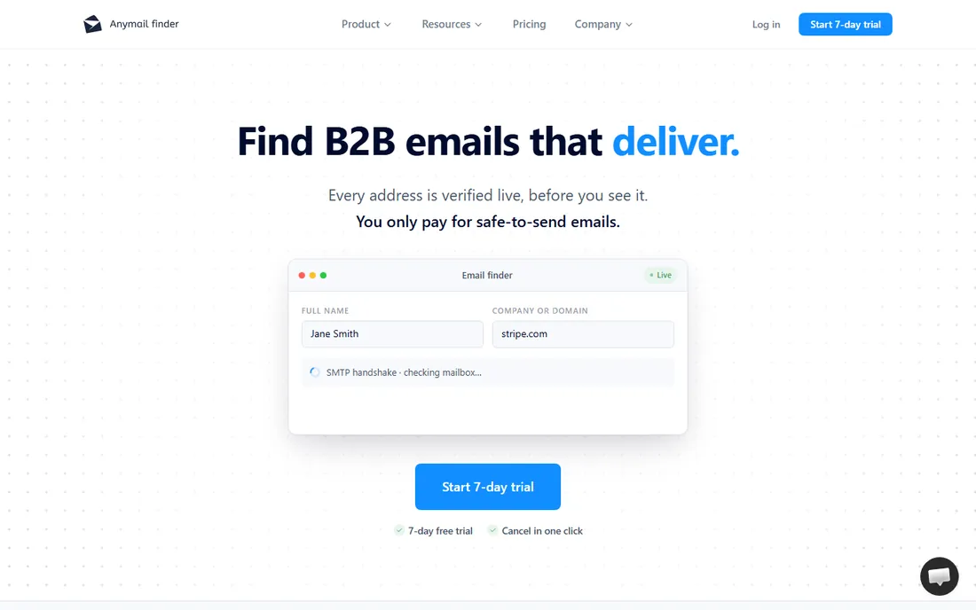 Anymail Finder homepage