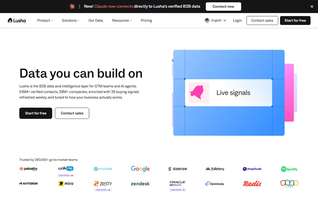 Lusha homepage