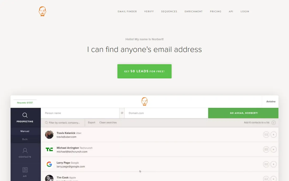 VoilaNorbert homepage
