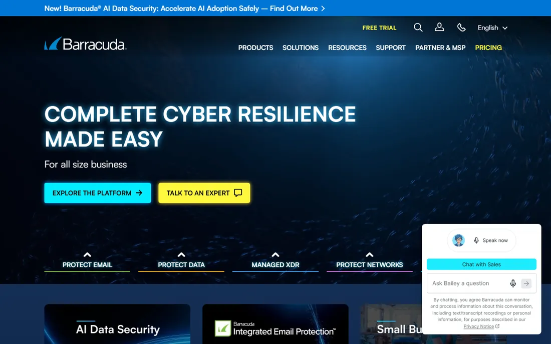 Barracuda Email Protection homepage