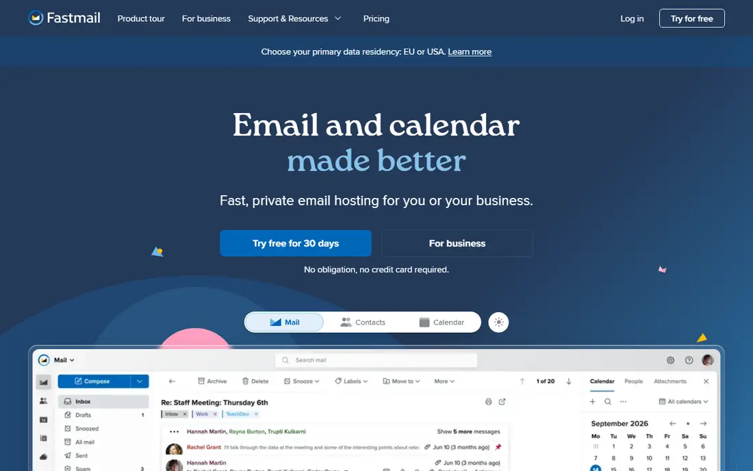 Fastmail homepage
