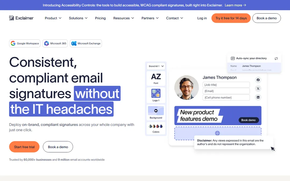 Exclaimer homepage