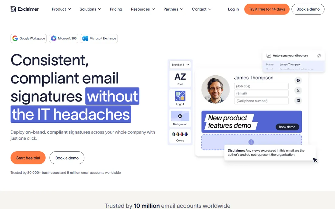 Exclaimer homepage