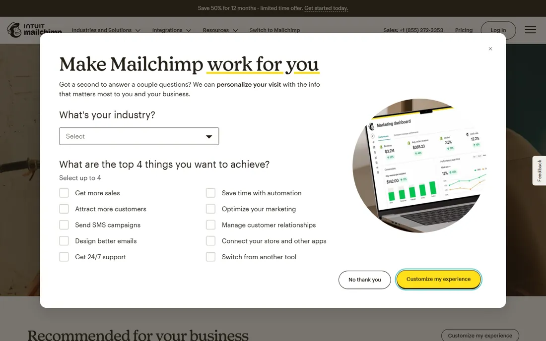Mailchimp homepage
