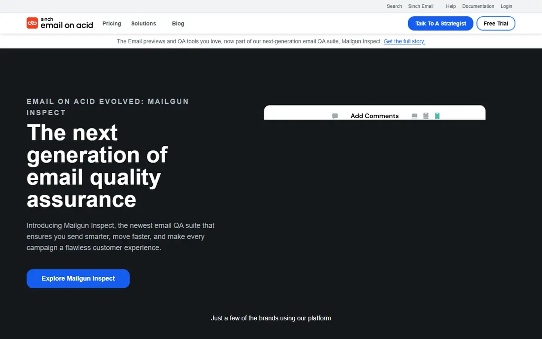 Email on Acid homepage