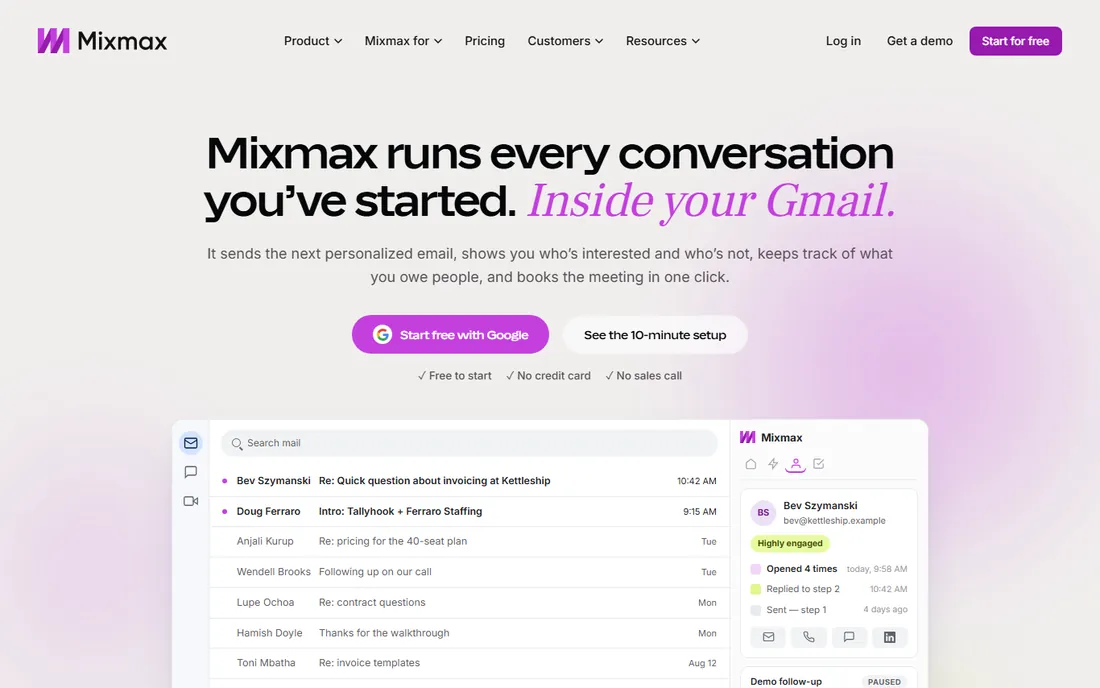 Mixmax homepage