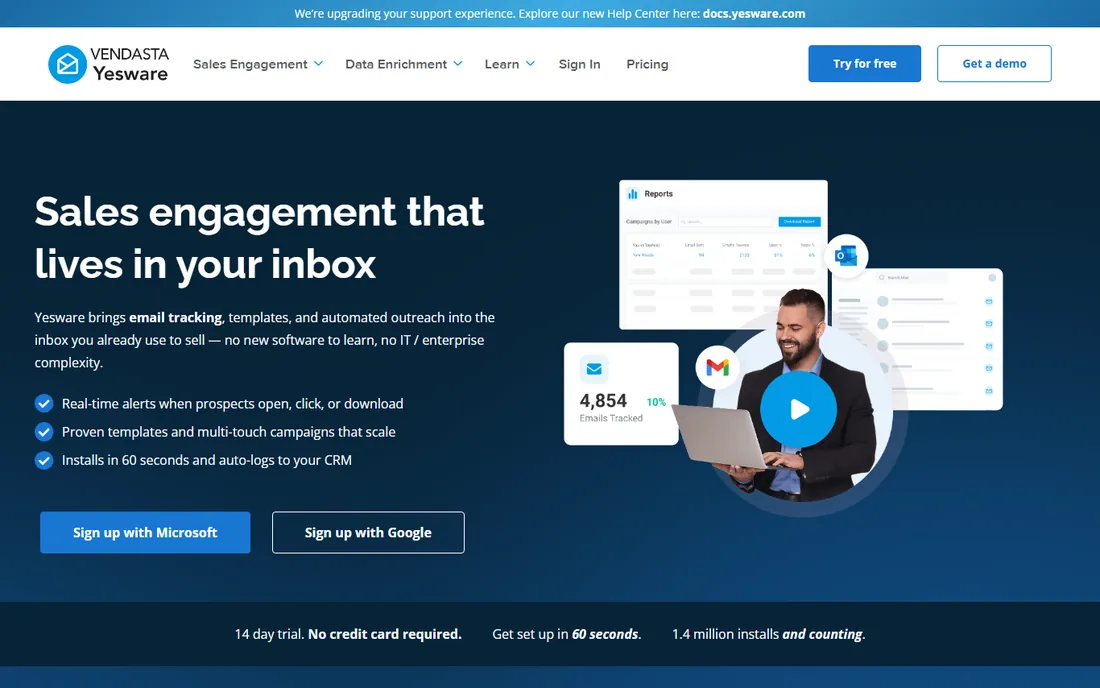 Yesware homepage
