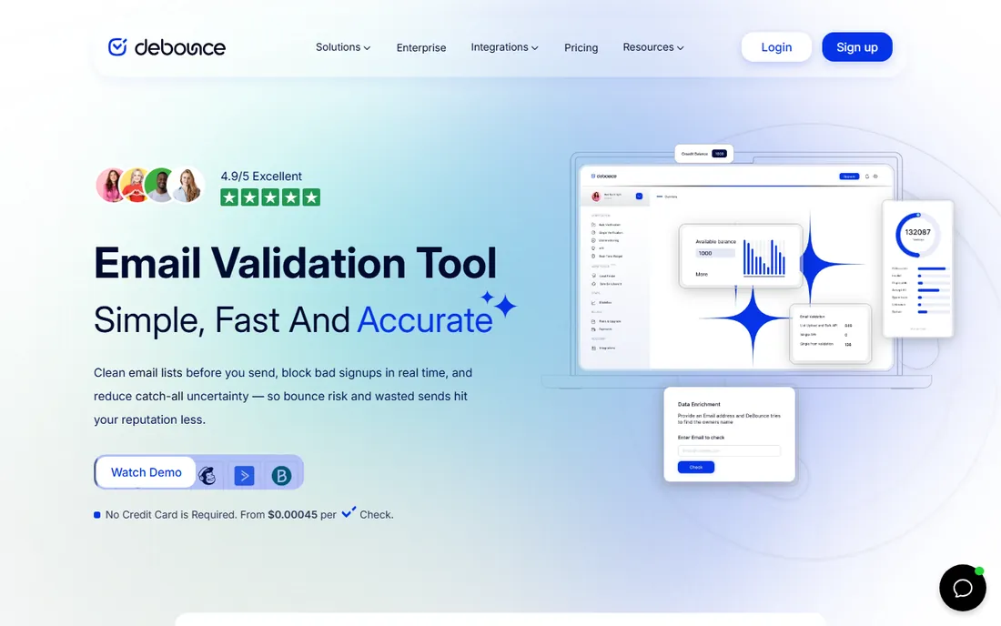 DeBounce homepage
