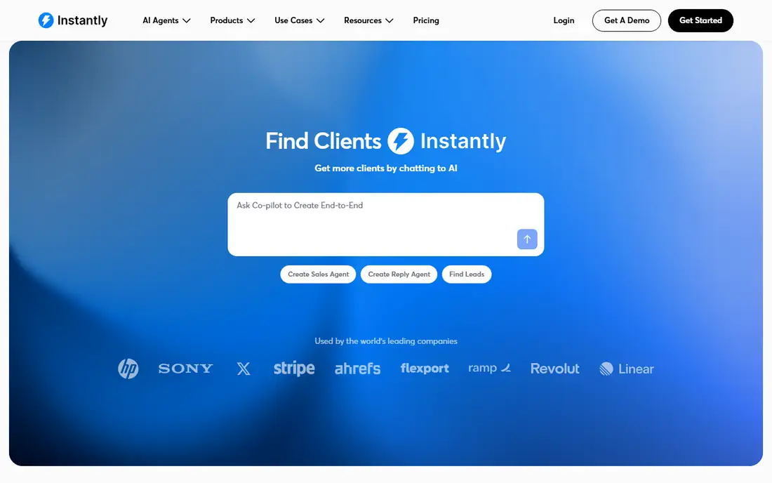 Instantly homepage