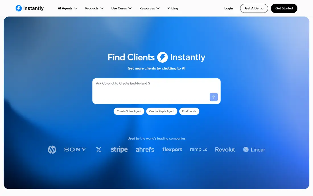 Instantly homepage