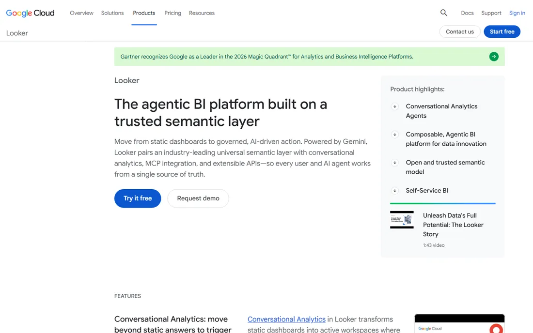 Looker homepage