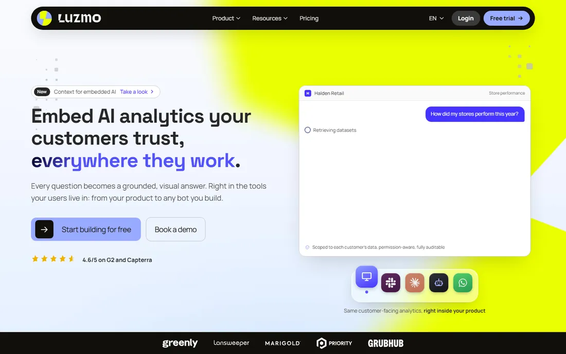 Luzmo homepage