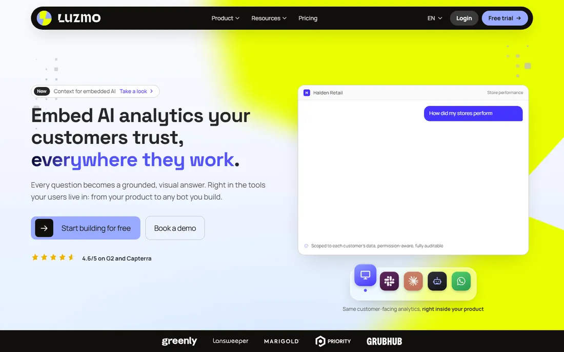 Luzmo homepage