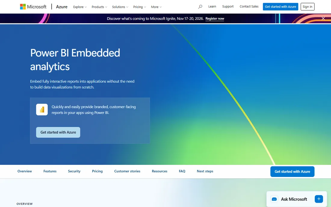 Power BI Embedded homepage