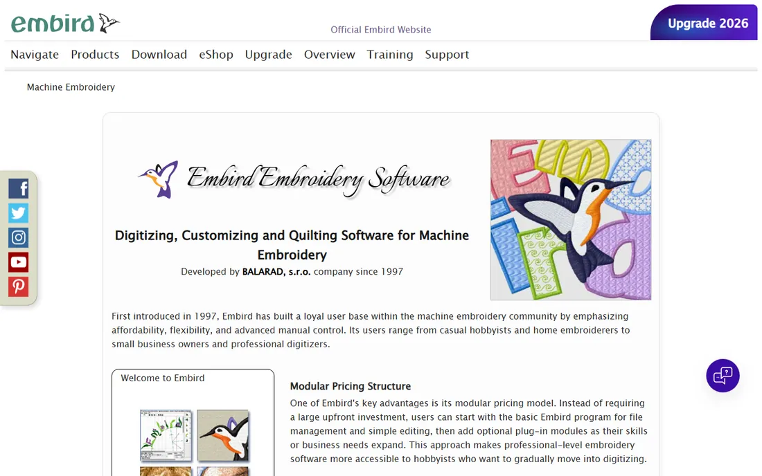 Embird homepage