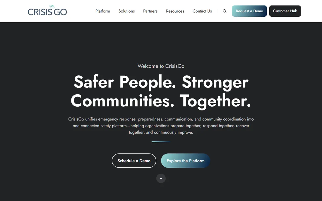 CrisisGo homepage