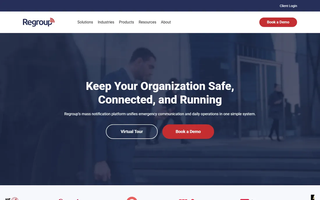 Regroup Mass Notification homepage