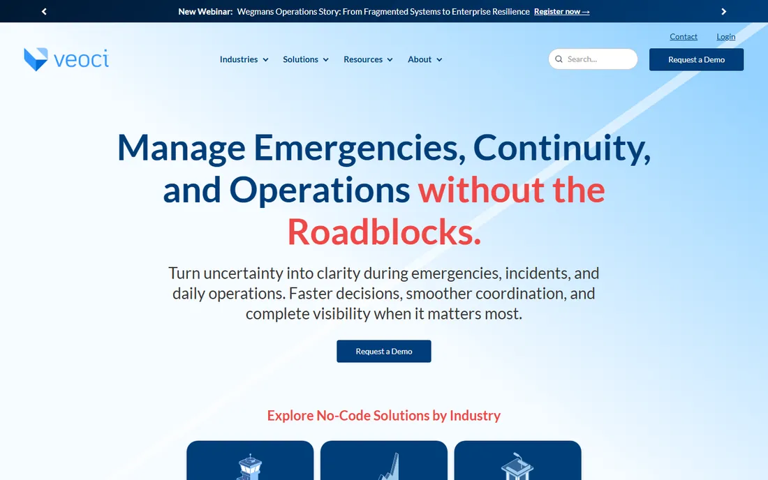 Veoci homepage