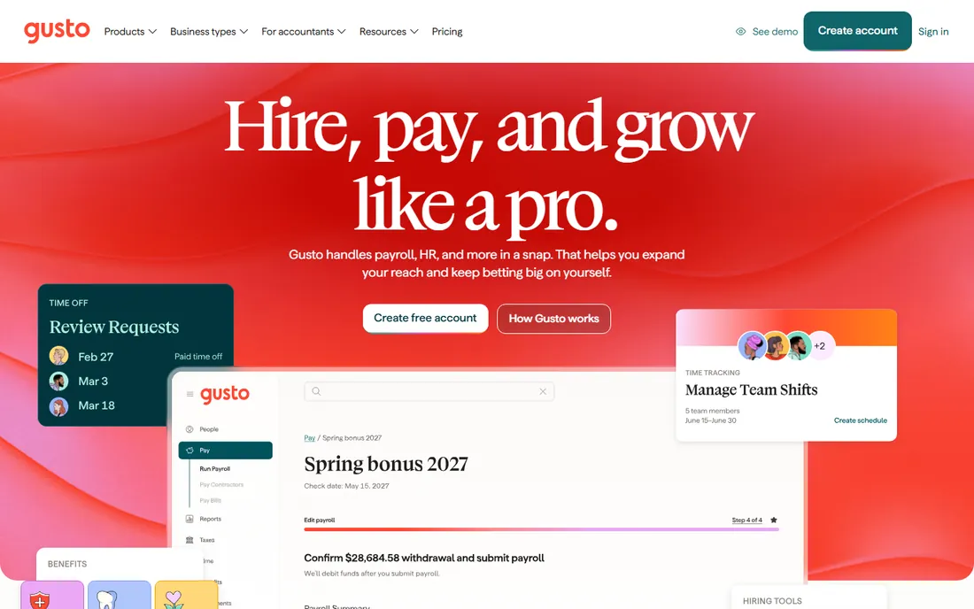 Gusto homepage