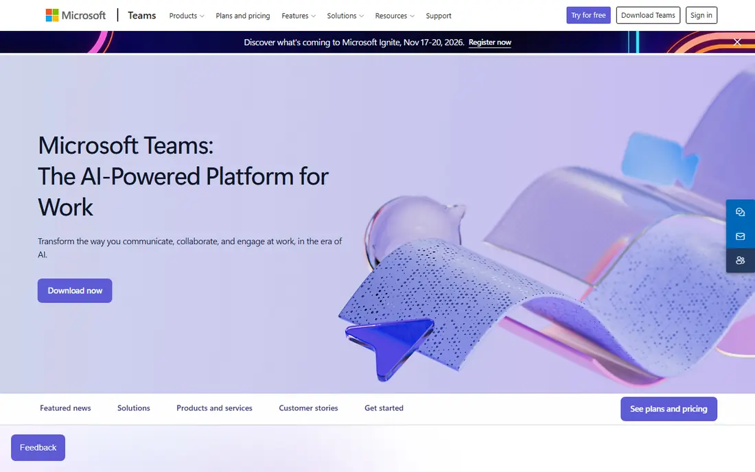 Microsoft Teams homepage