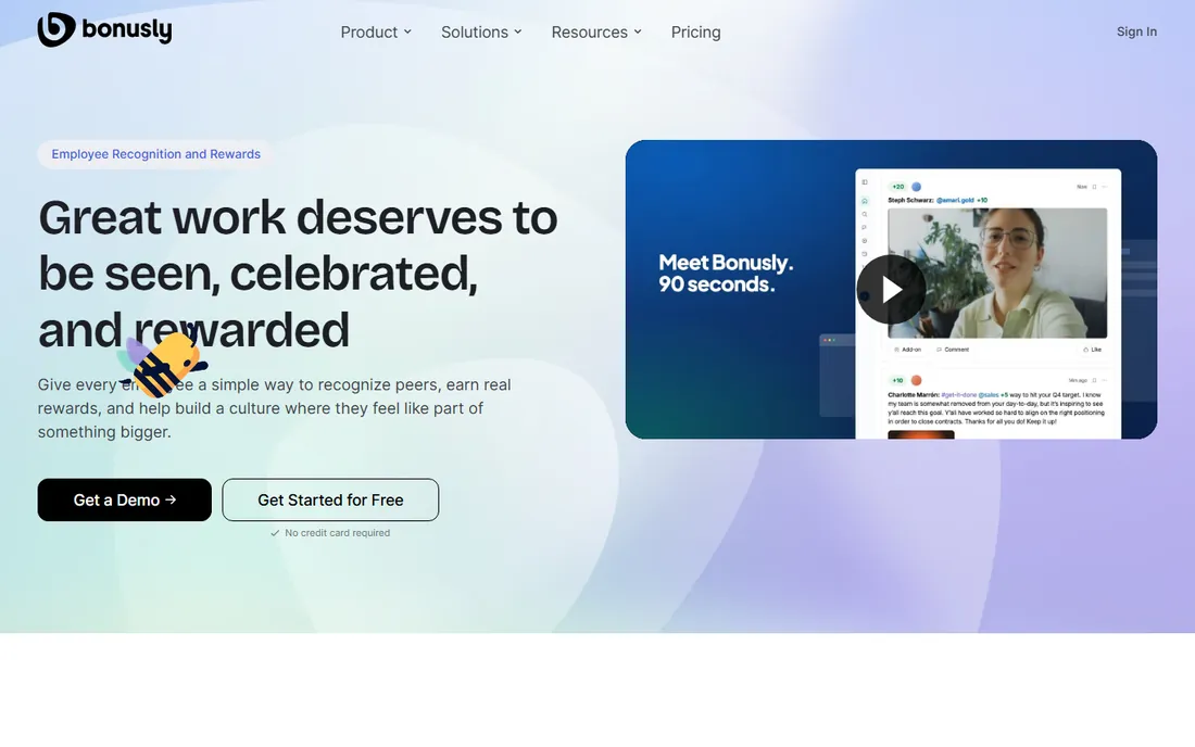 Bonusly homepage