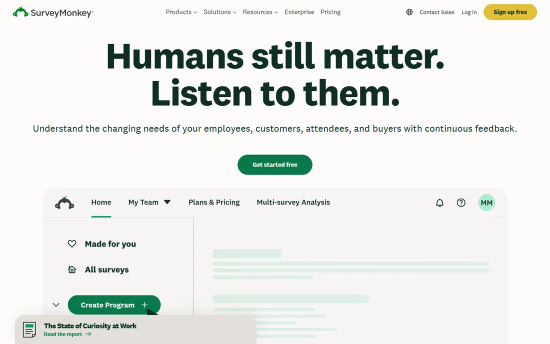 SurveyMonkey homepage