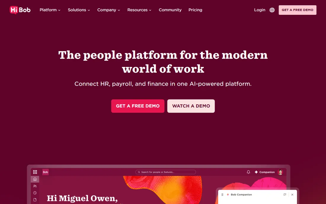 HiBob homepage
