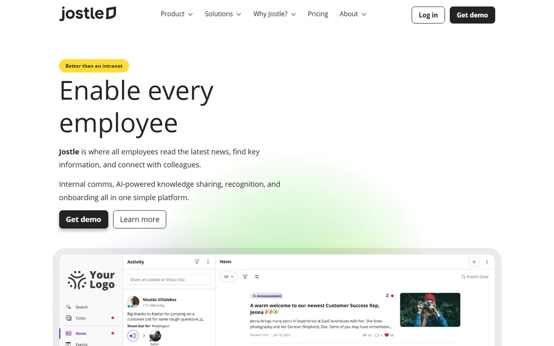 Jostle homepage