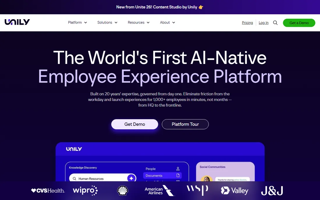 Unily homepage