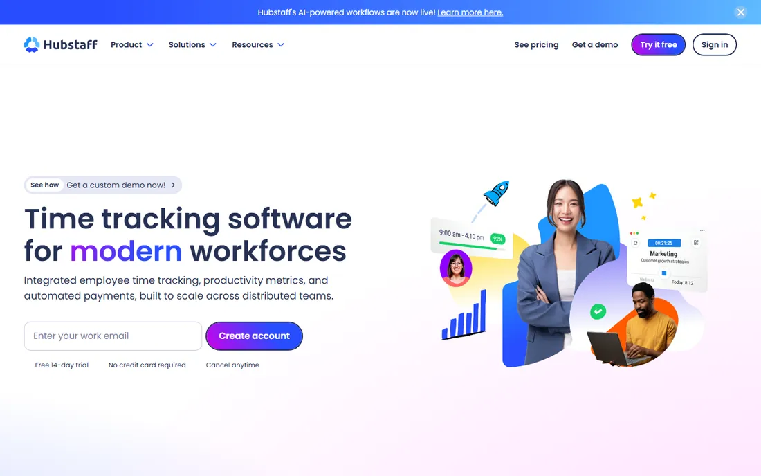 Hubstaff homepage
