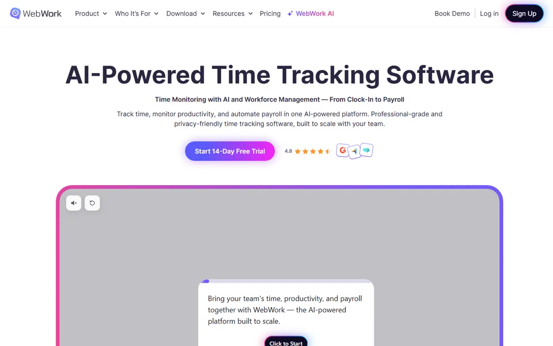 WebWork Tracker homepage