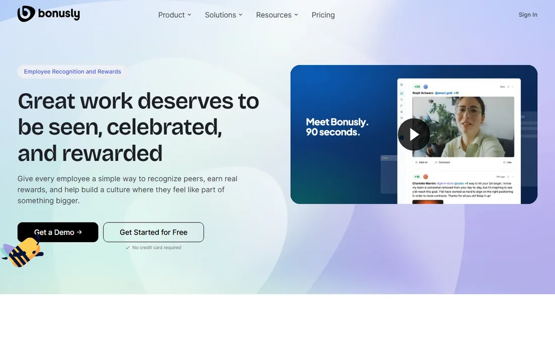 Bonusly homepage