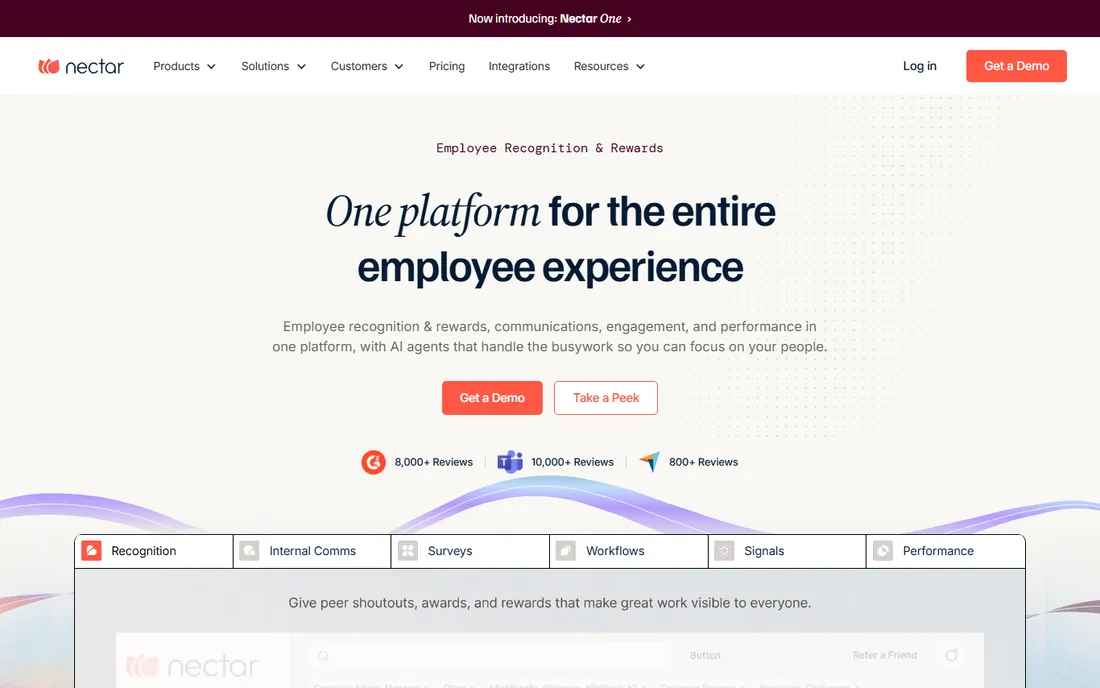 Nectar homepage