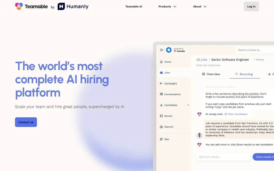 Teamable homepage