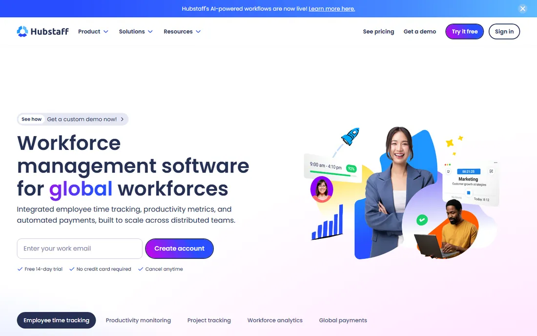 Hubstaff homepage