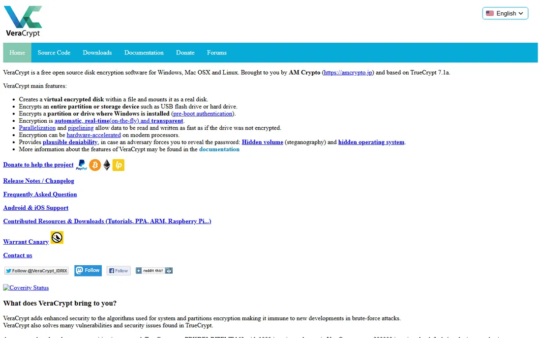 VeraCrypt homepage