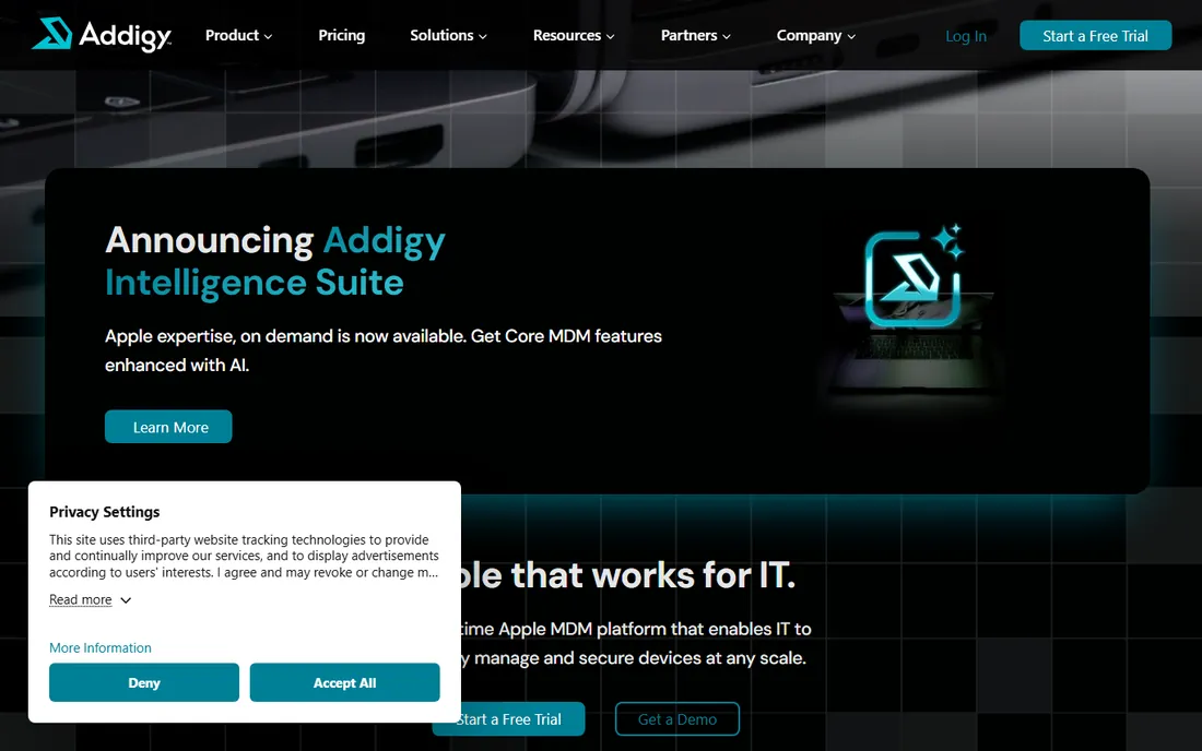 Addigy homepage