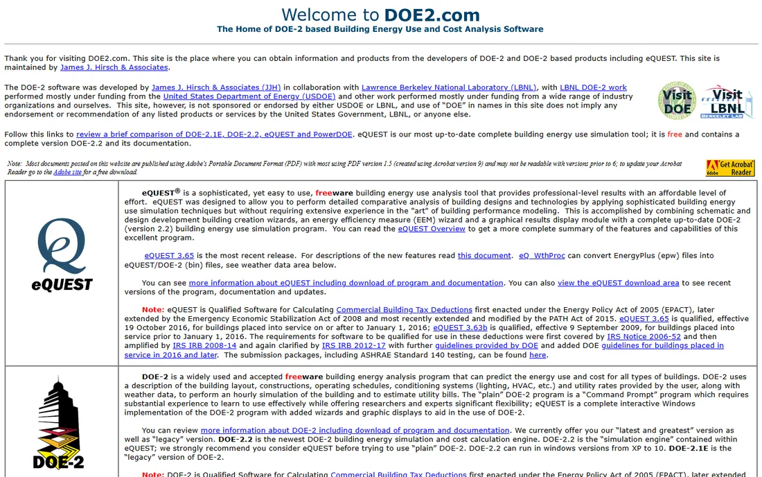 eQUEST homepage