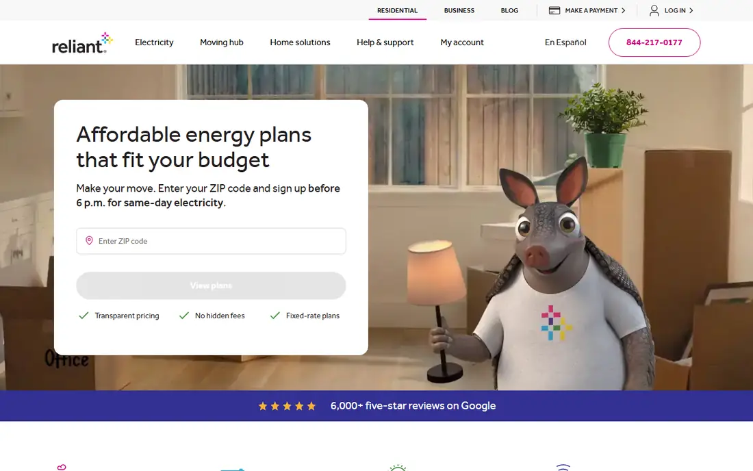 Reliant Energy homepage
