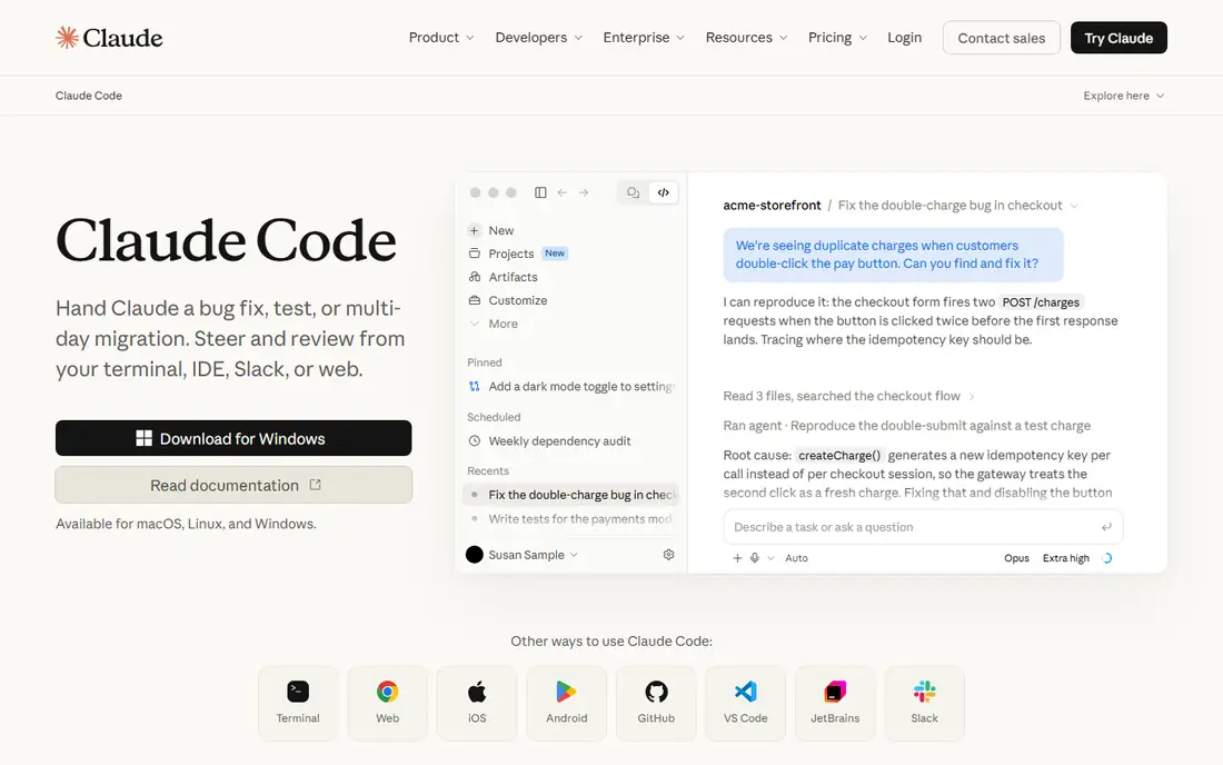 Claude Code homepage
