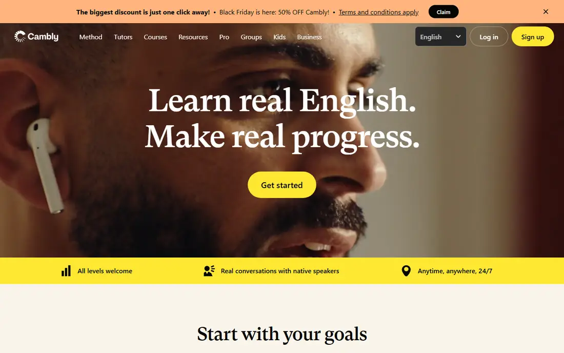 Cambly homepage
